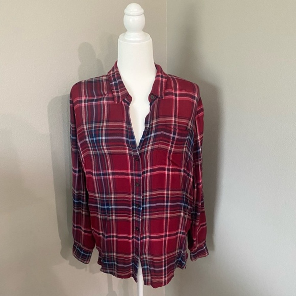 LUCKY BRAND | Red and Navy flannel | Size Lg